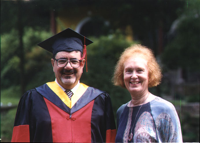 Dick in his academic regalia alongside Susan in Hunan